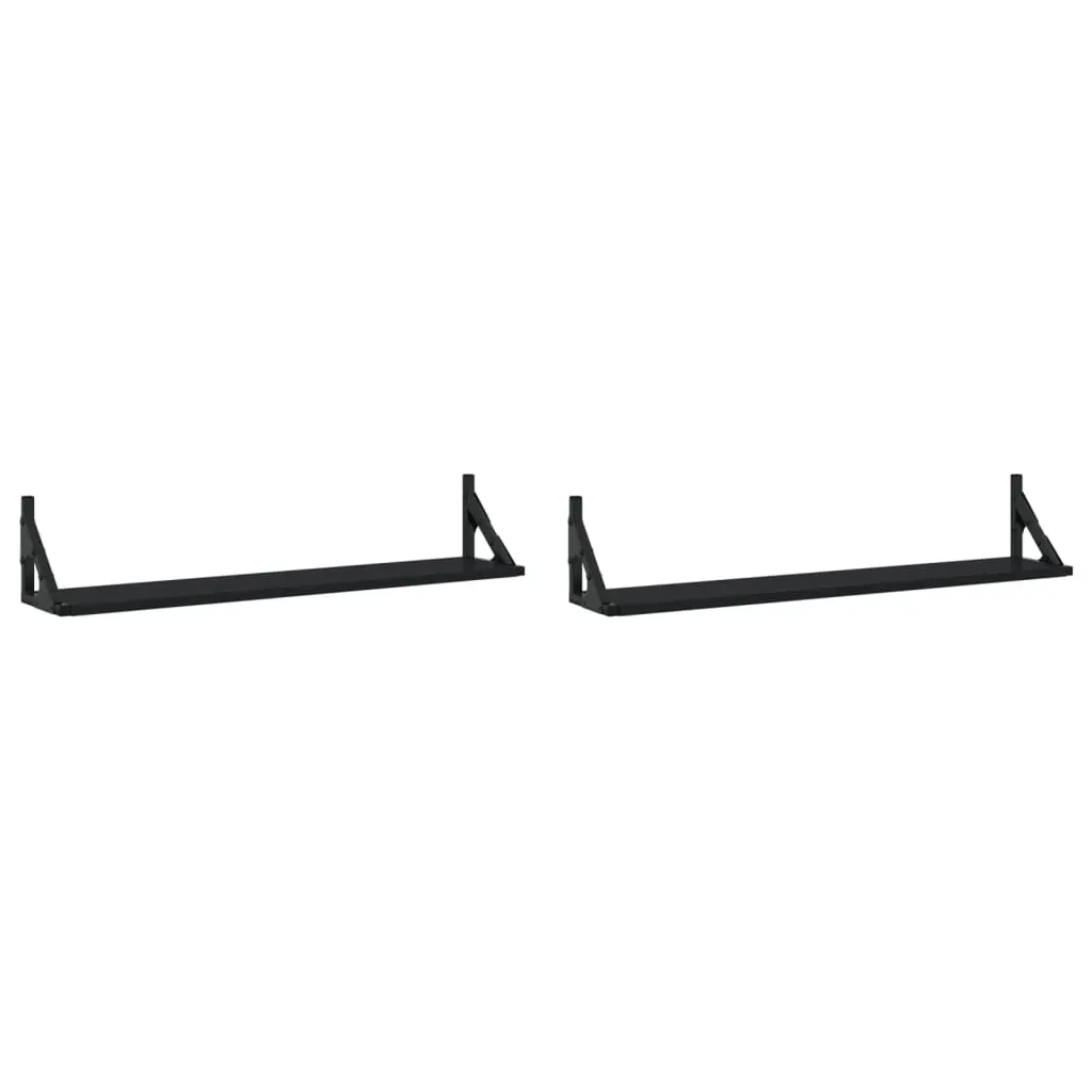Wall Shelves 2 pcs Black 80x15x15.5 cm Engineered Wood Price
