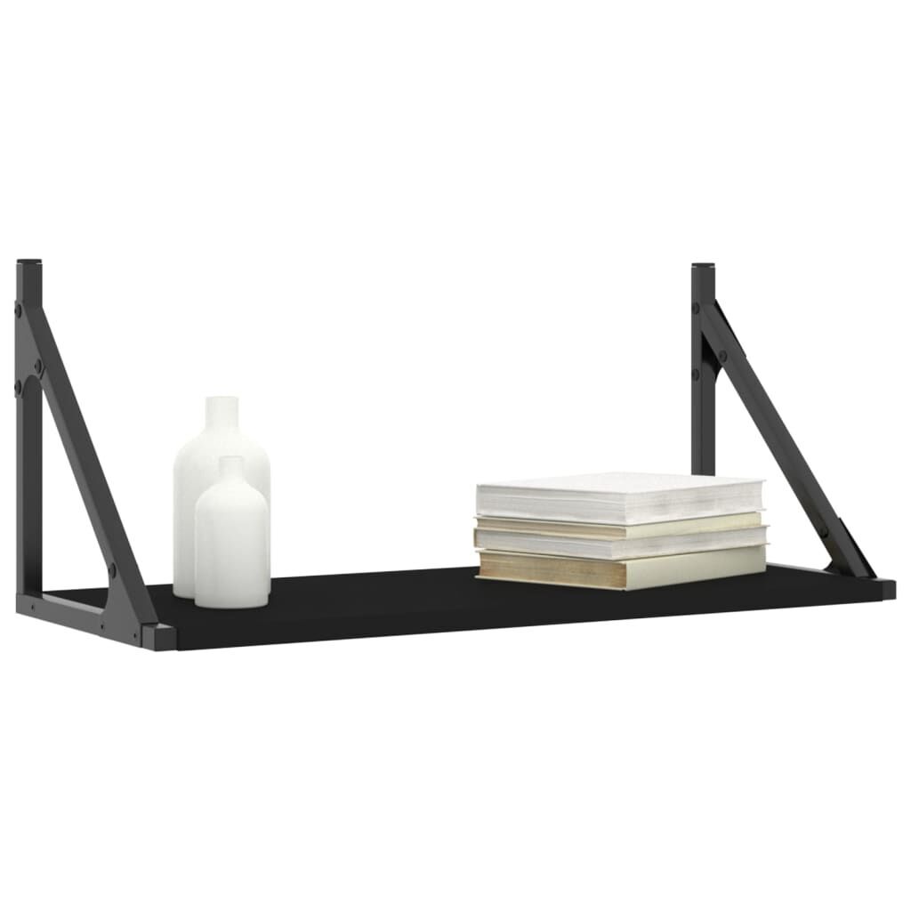 Wall Shelves 2 pcs Black 60x25x25.5 cm Engineered Wood Price