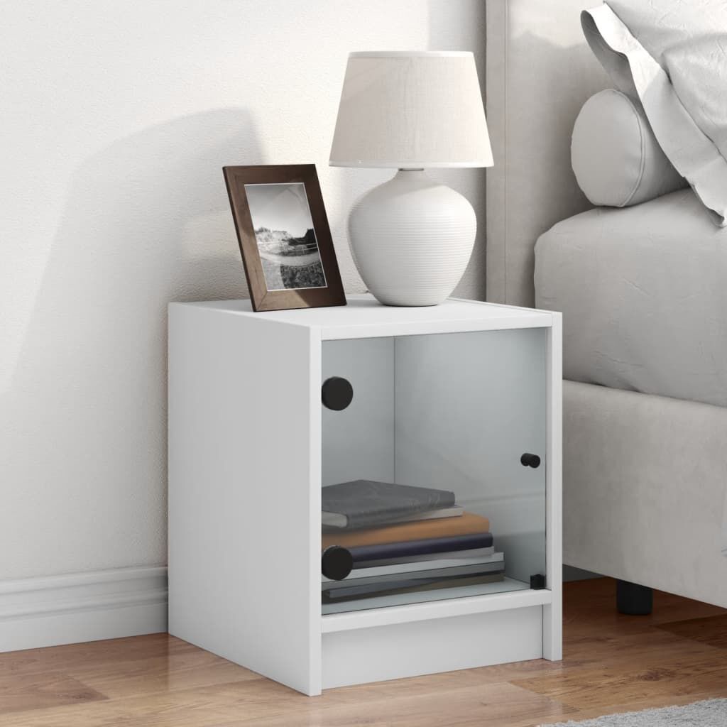 Bedside Cabinet with Glass Door White 35x37x42 cm Price