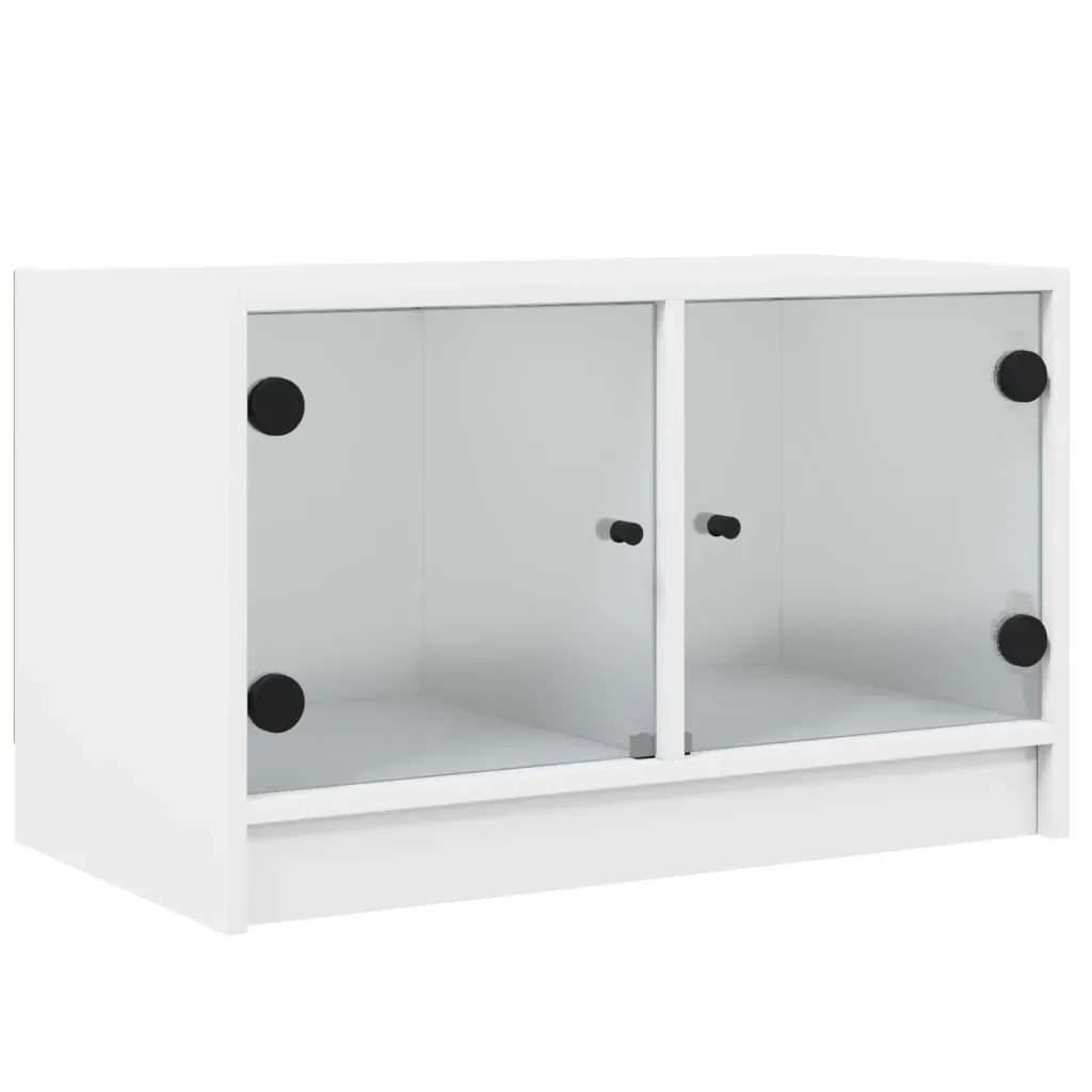 TV Cabinet with Glass Doors White 68x37x42 cm Price