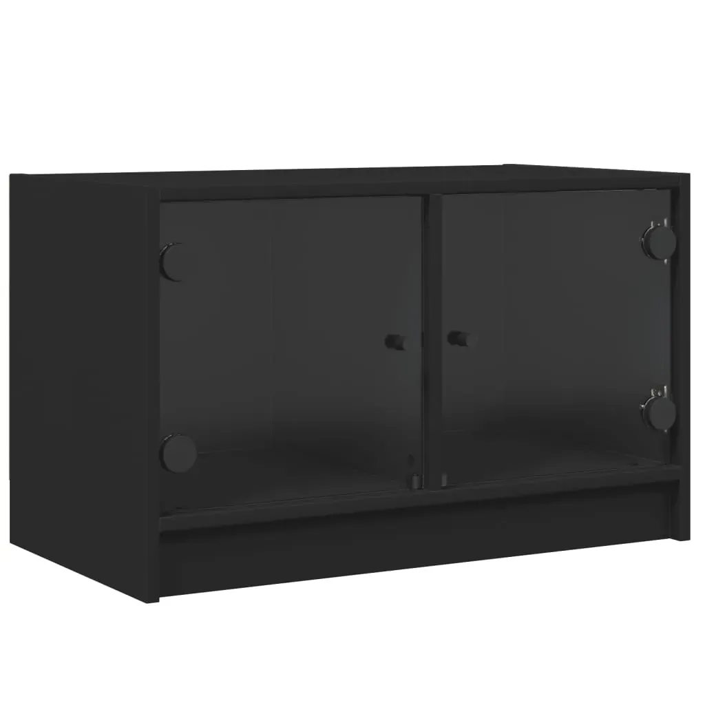 TV Cabinet with Glass Doors Black 68x37x42 cm Price