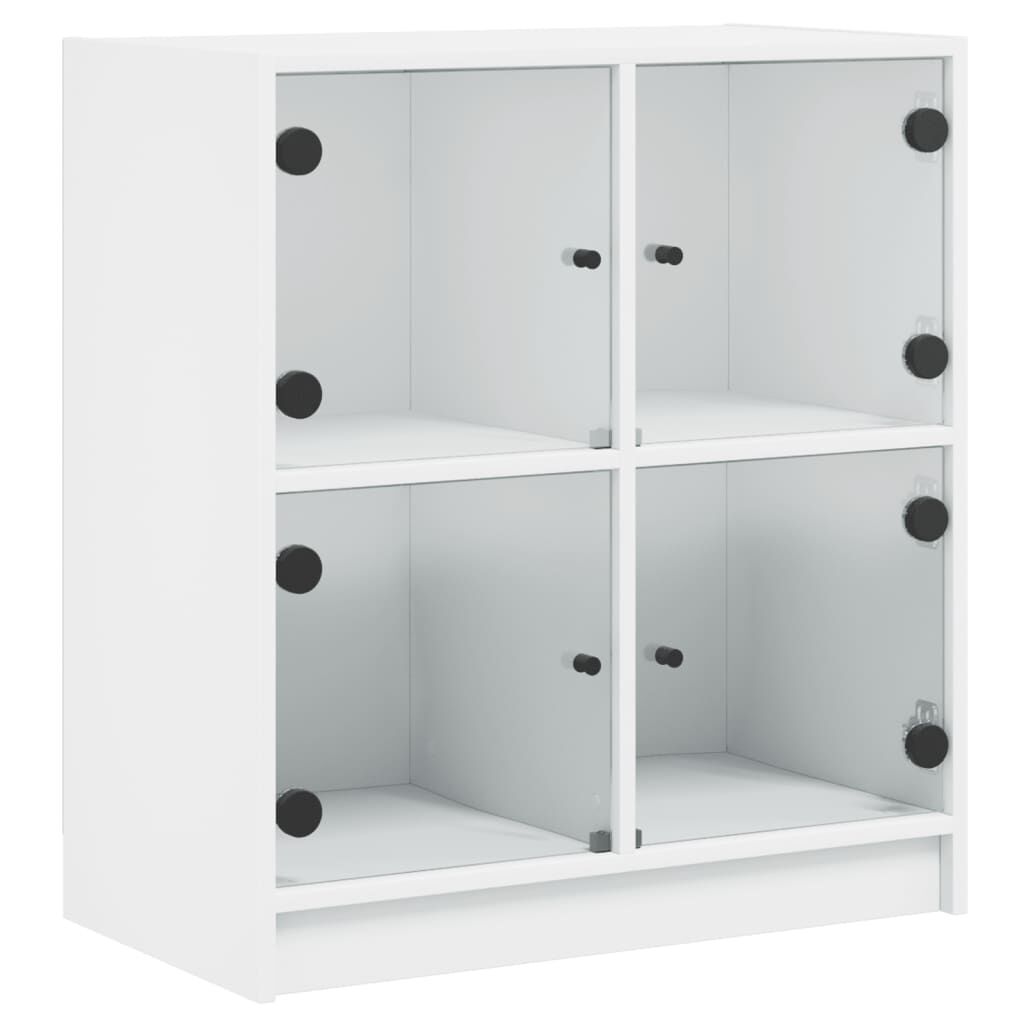 Side Cabinet with Glass Doors White 68x37x75.5 cm Price