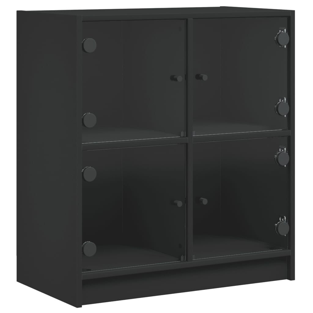 Side Cabinet with Glass Doors Black 68x37x75.5 cm Price