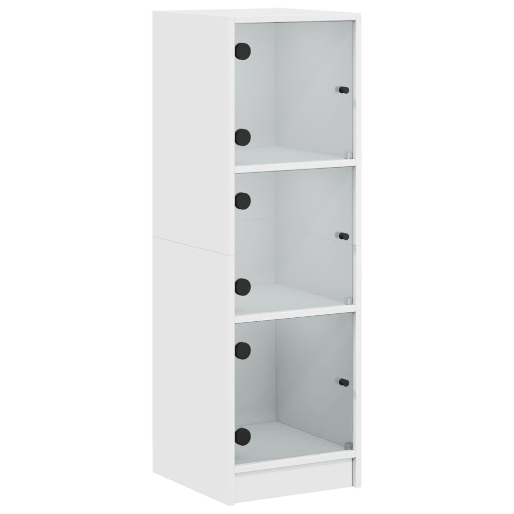 Highboard with Glass Doors White 35x37x109 cm Price