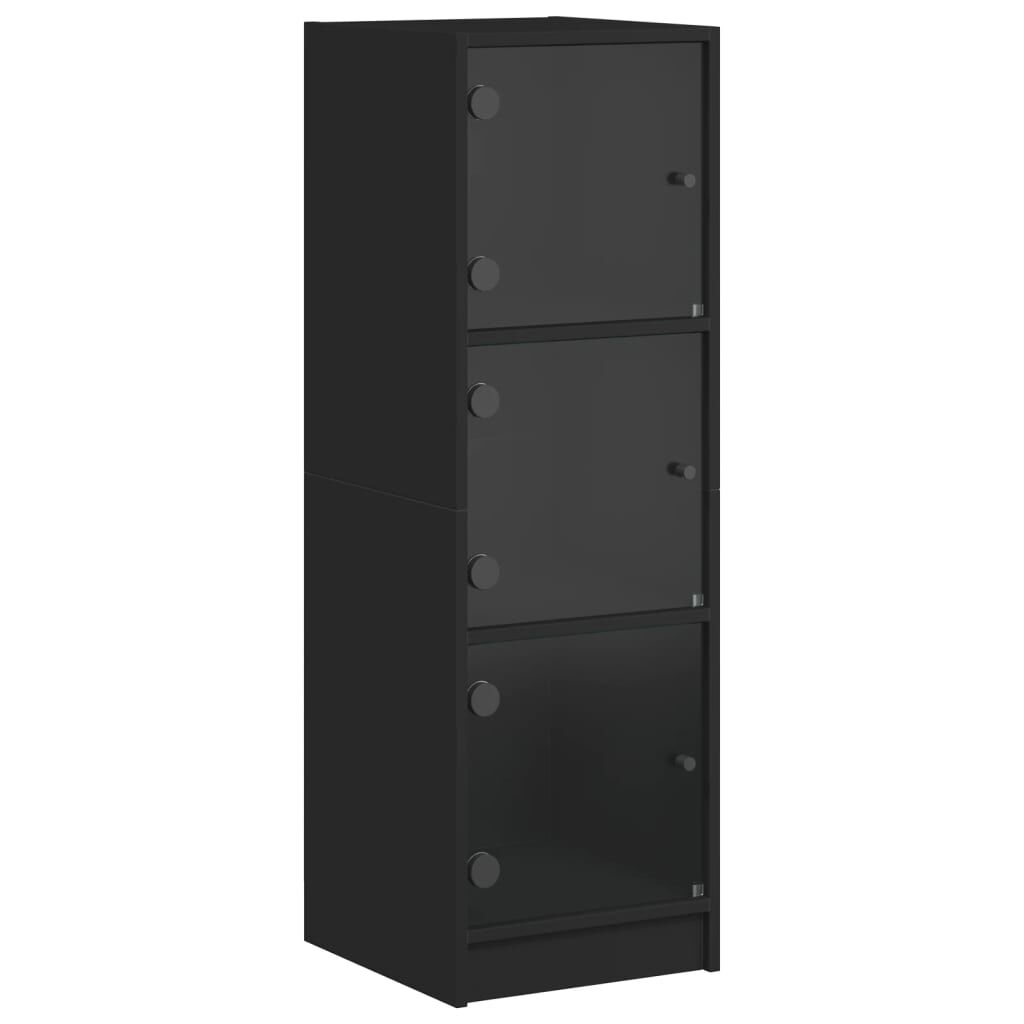 Highboard with Glass Doors Black 35x37x109 cm Price