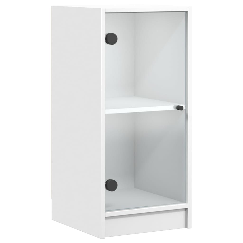 Side Cabinet with Glass Doors White 35x37x75.5 cm Price