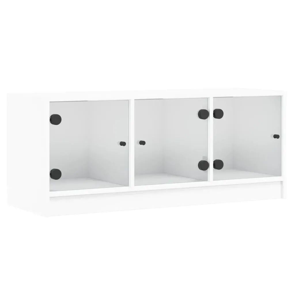 TV Cabinet with Glass Doors White 102x37x42 cm Price