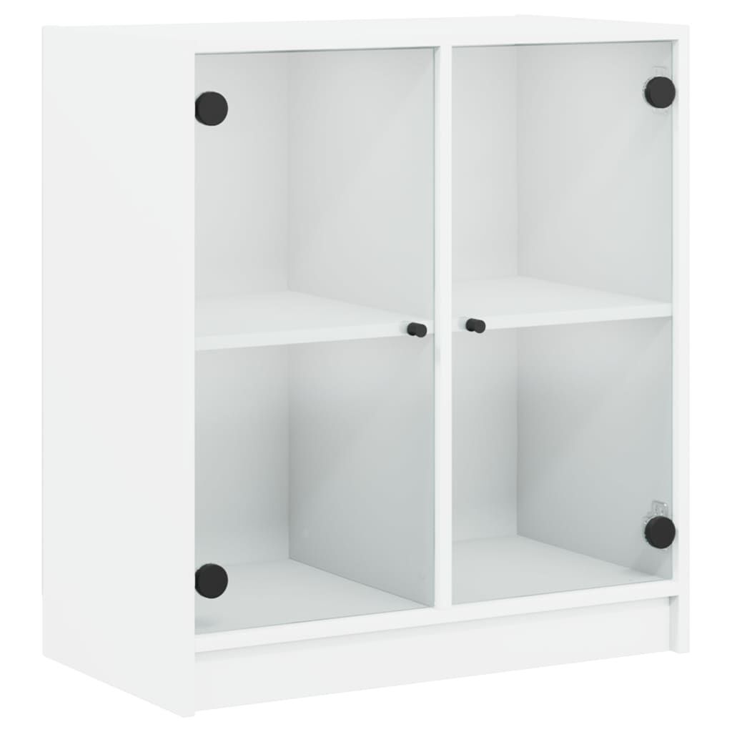 Side Cabinet with Glass Doors White 68x37x75.5 cm Price