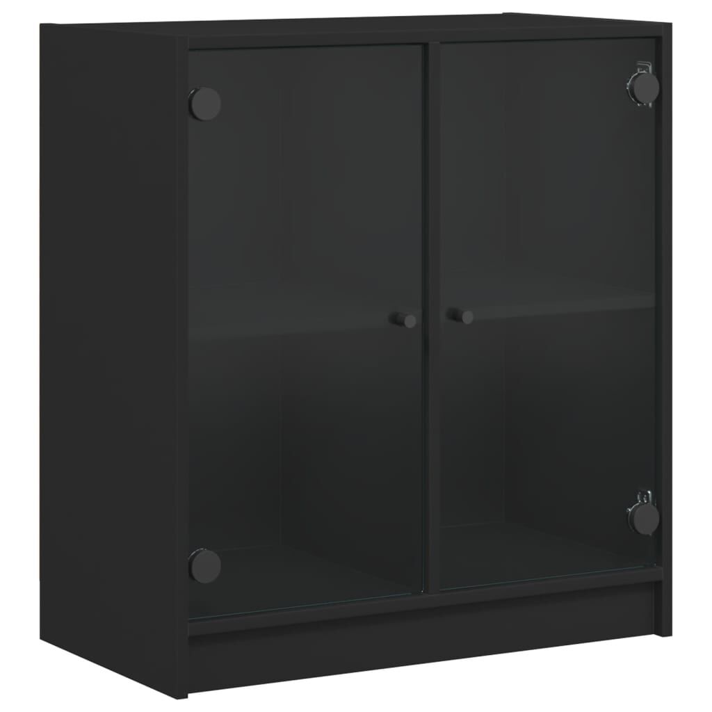 Side Cabinet with Glass Doors Black 68x37x75.5 cm Price