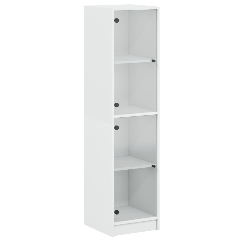 Highboard with Glass Doors White 35x37x142 cm Price