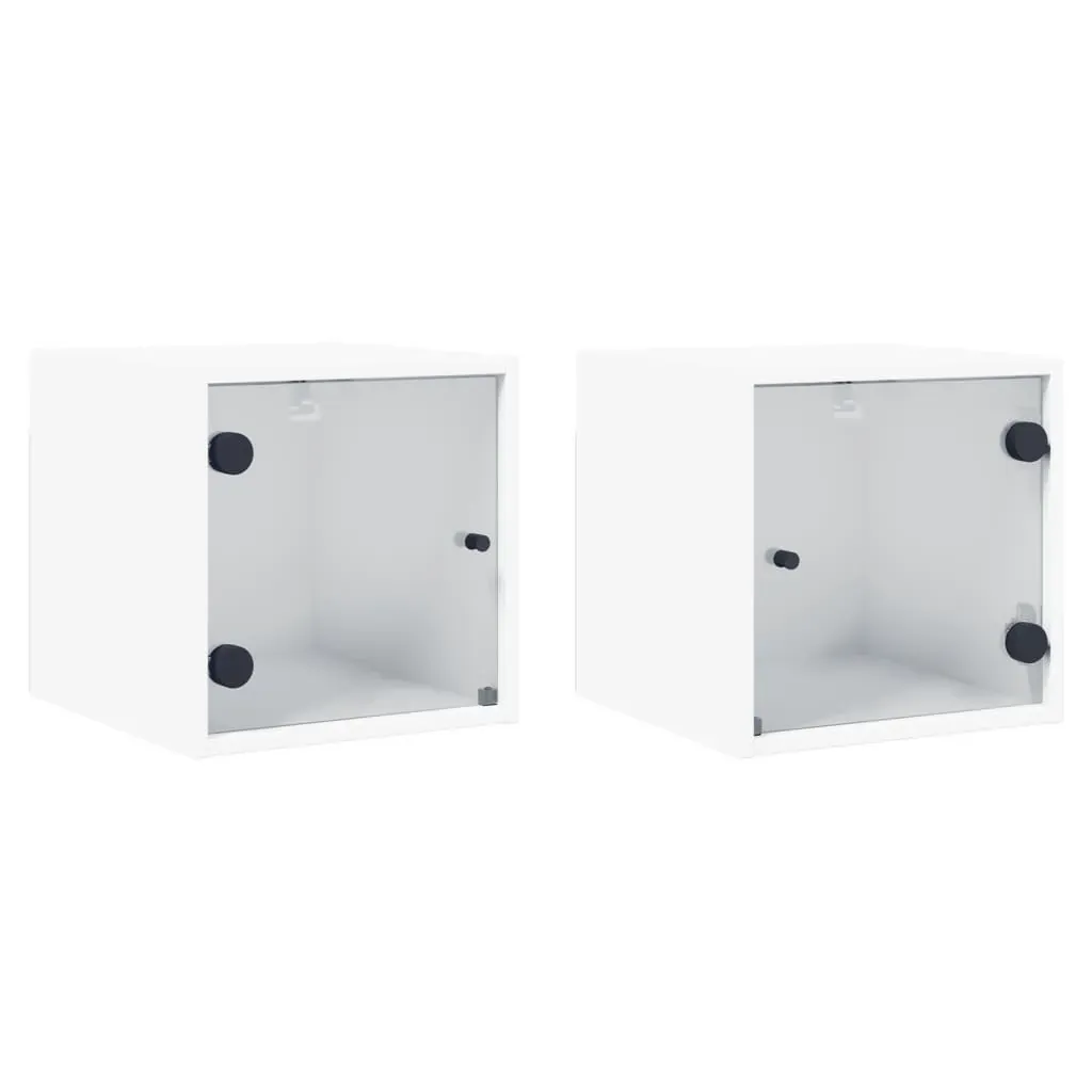 Bedside Cabinets with Glass Doors 2 pcs White 35x37x35 cm Price