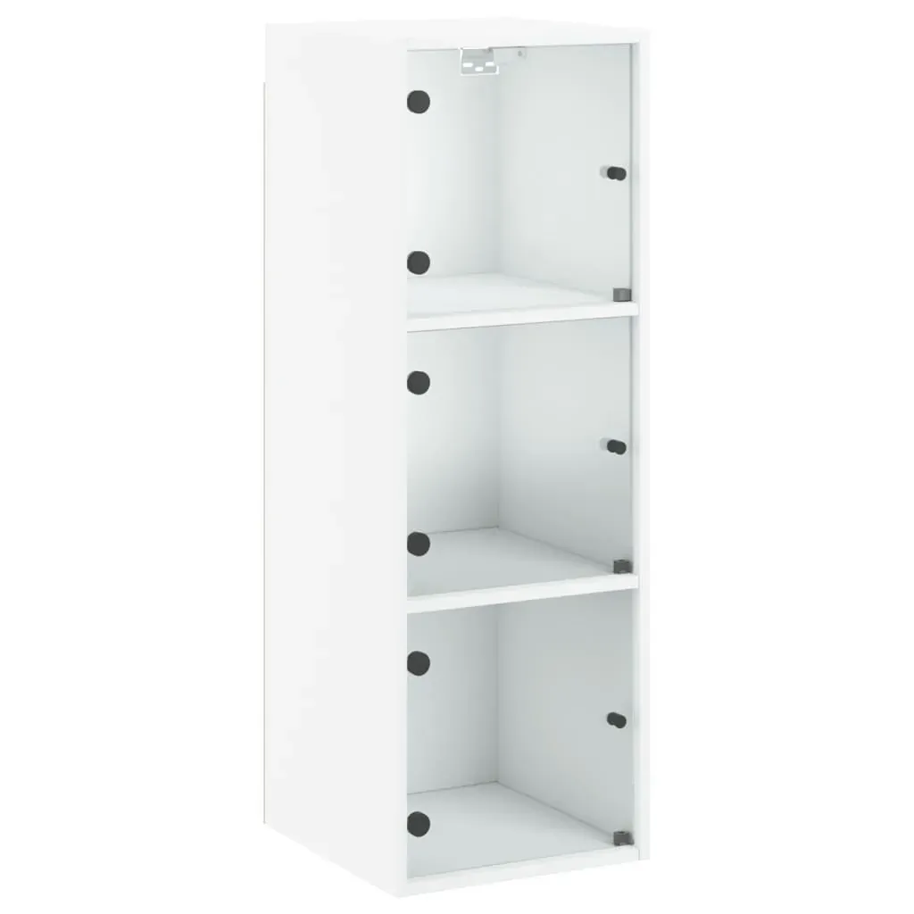 Wall Cabinet with Glass Doors White 35x37x100 cm Price