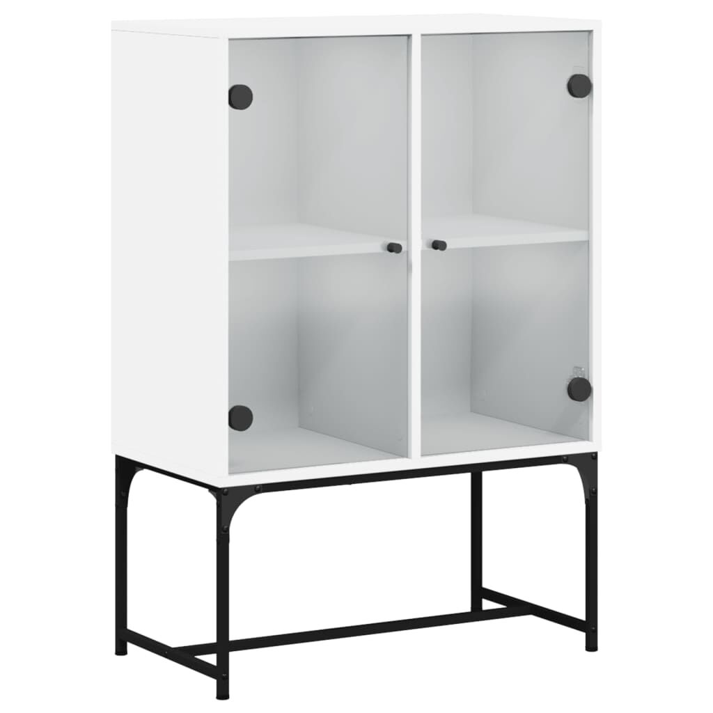 Side Cabinet with Glass Doors White 69x37x100 cm Price