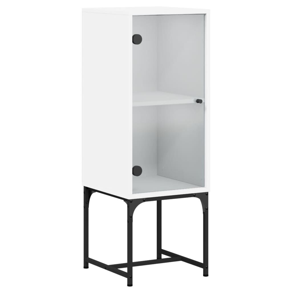 Side Cabinet with Glass Doors White 35x37x100 cm Price
