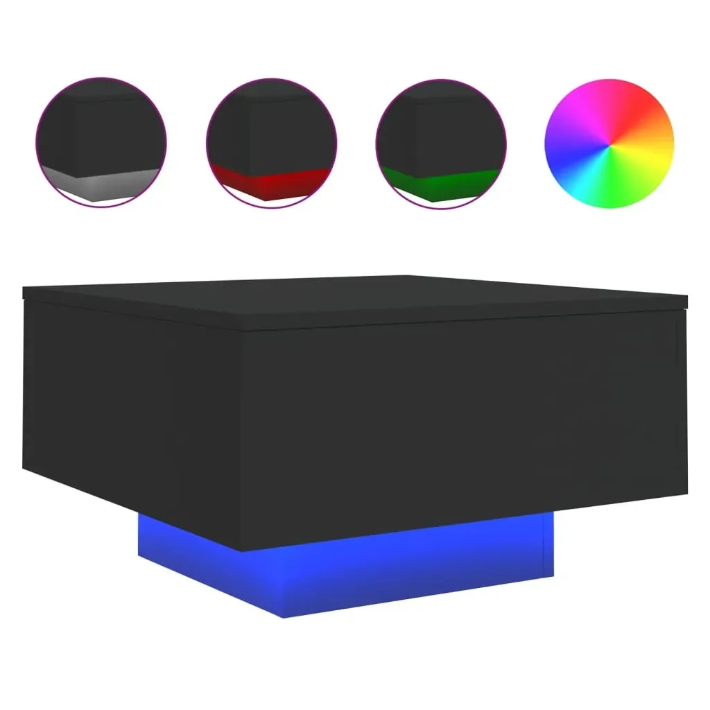 Coffee Table with LED Lights Black 55x55x31 cm Price