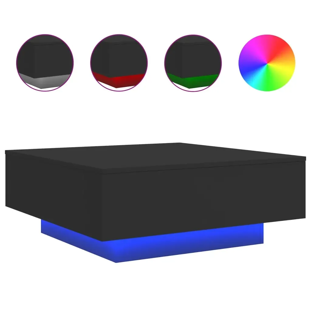 Coffee Table with LED Lights Black 80x80x31 cm Price