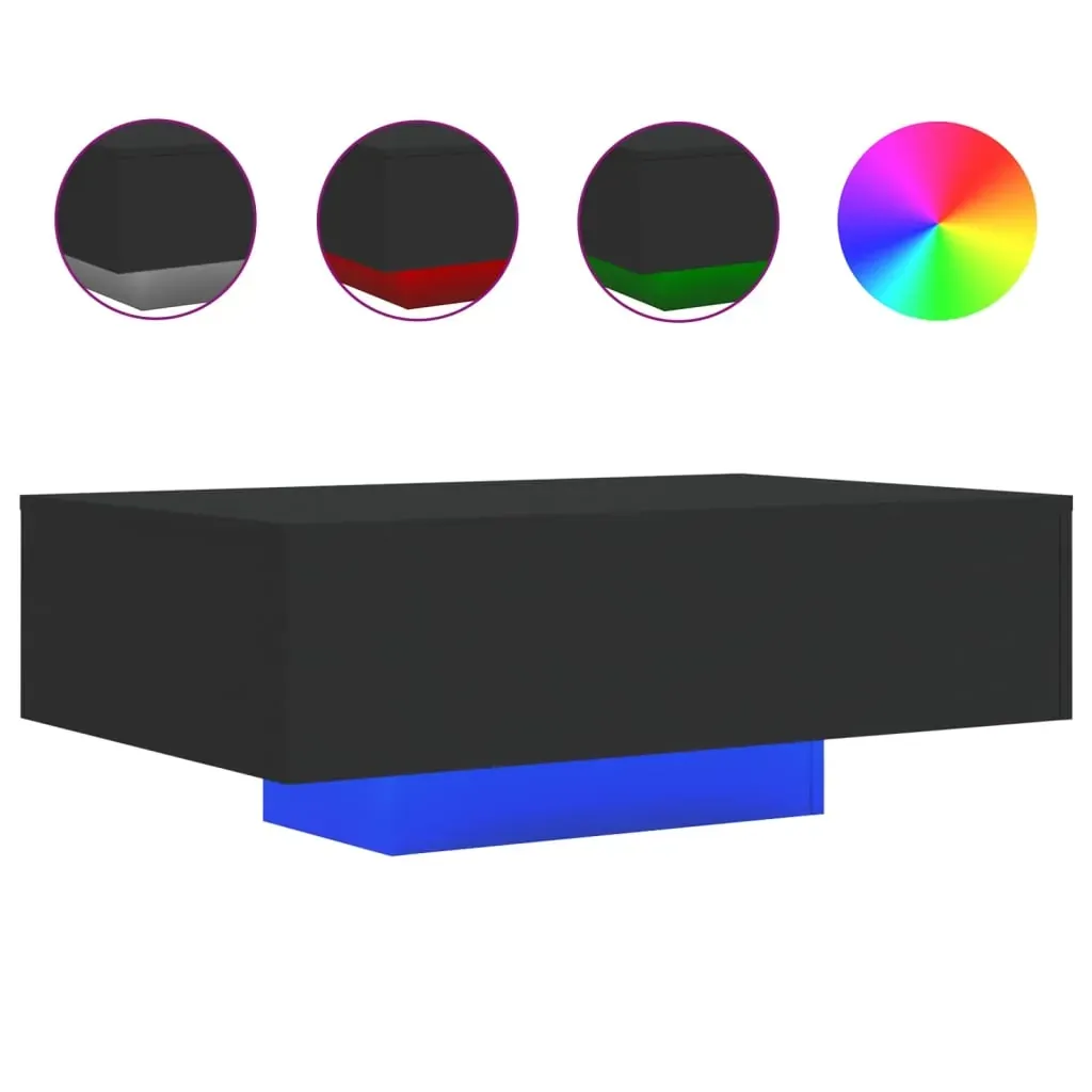 Coffee Table with LED Lights Black 85x55x31 cm Price