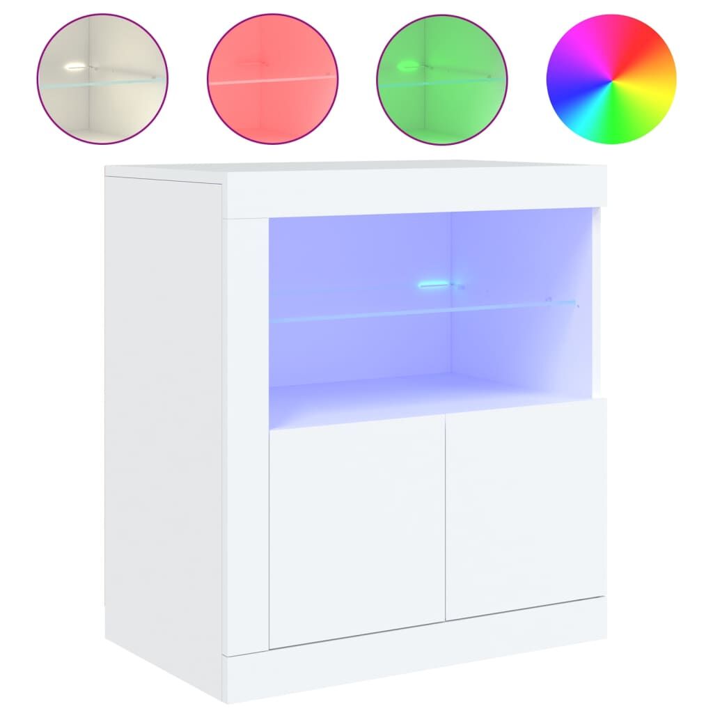 Sideboard with LED Lights White 60.5x37x67 cm Price