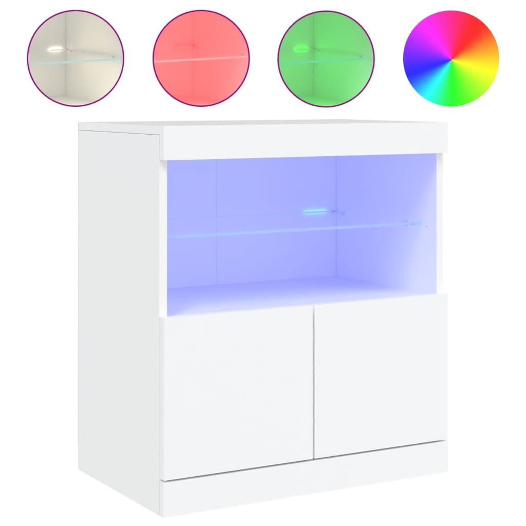 Sideboard with LED Lights White 60x37x67 cm Price
