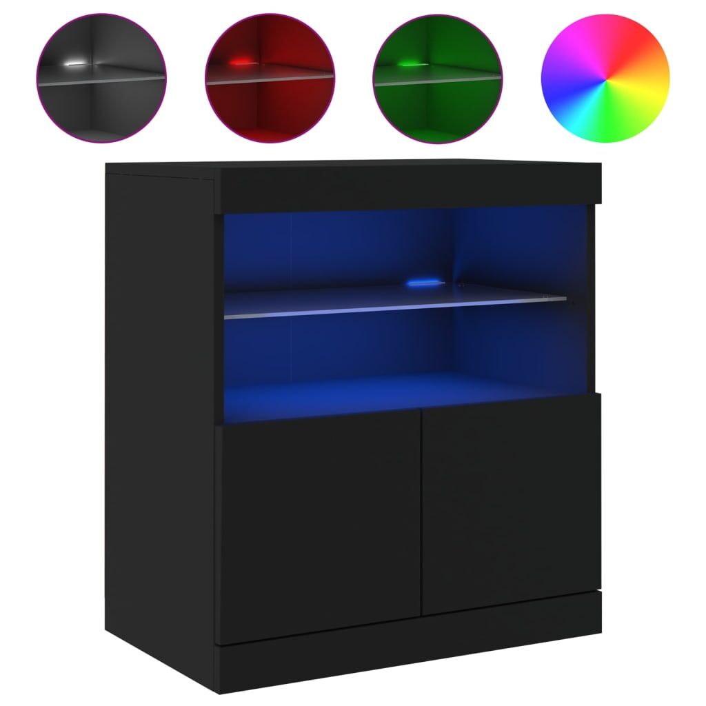 Sideboard with LED Lights Black 60x37x67 cm Price