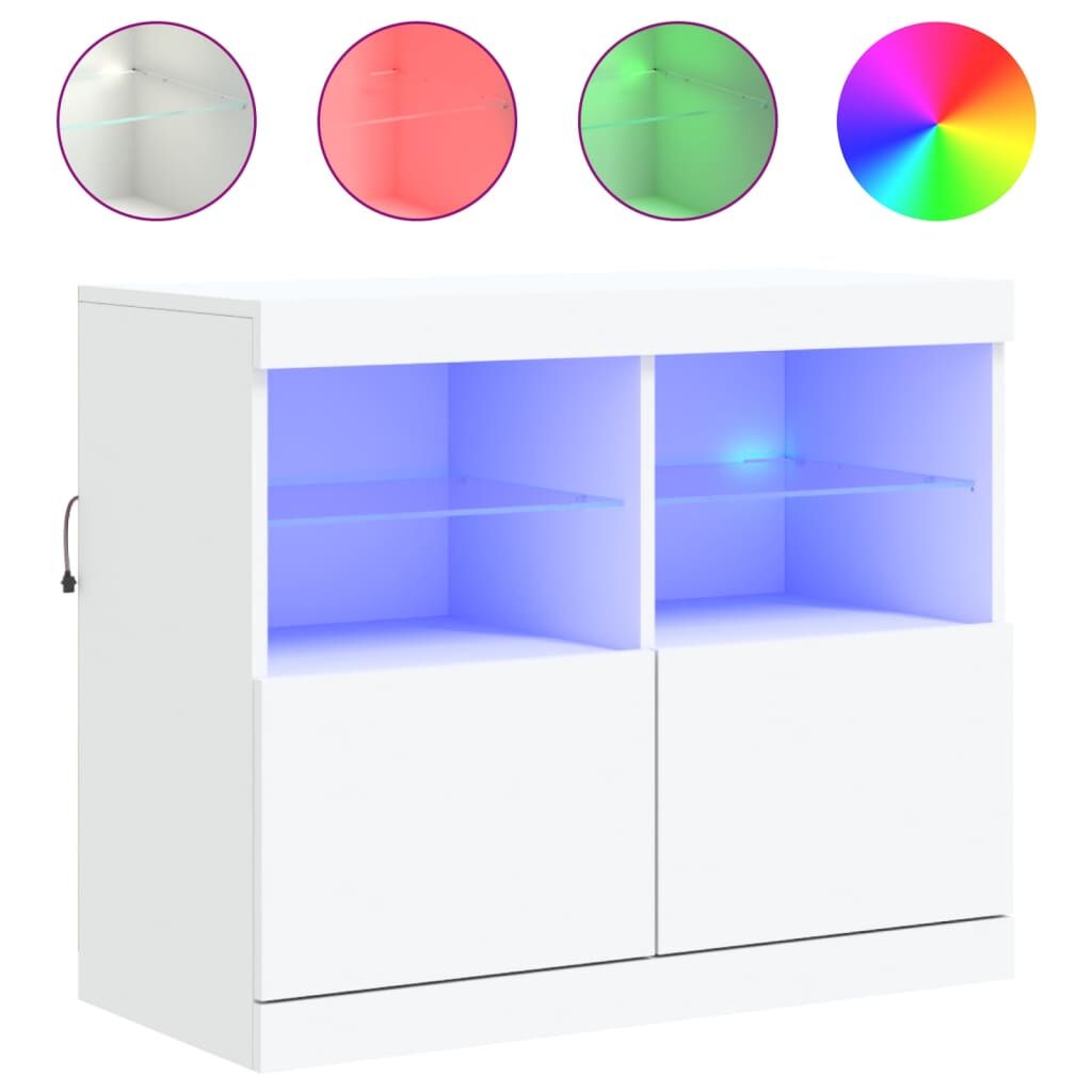 Sideboard with LED Lights White 81x37x67 cm Price