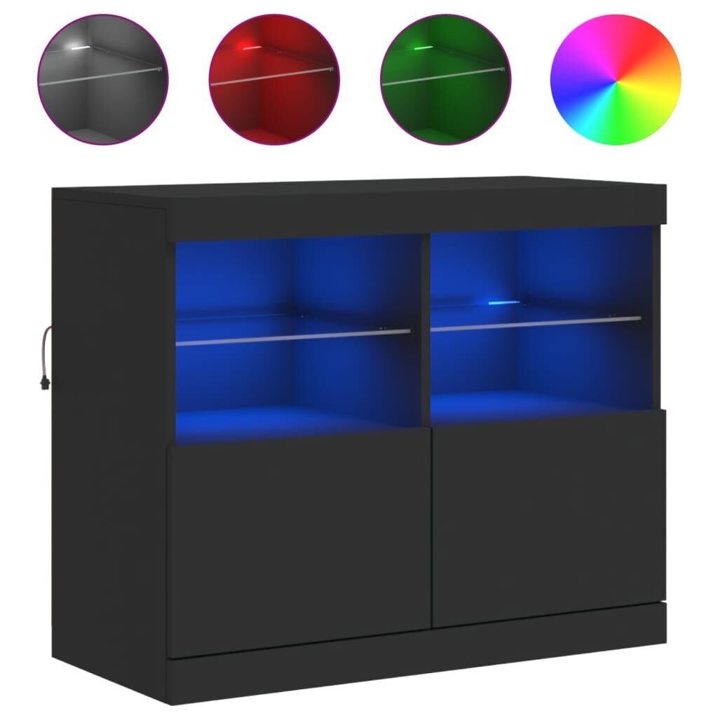 Sideboard with LED Lights Black 81x37x67 cm Price