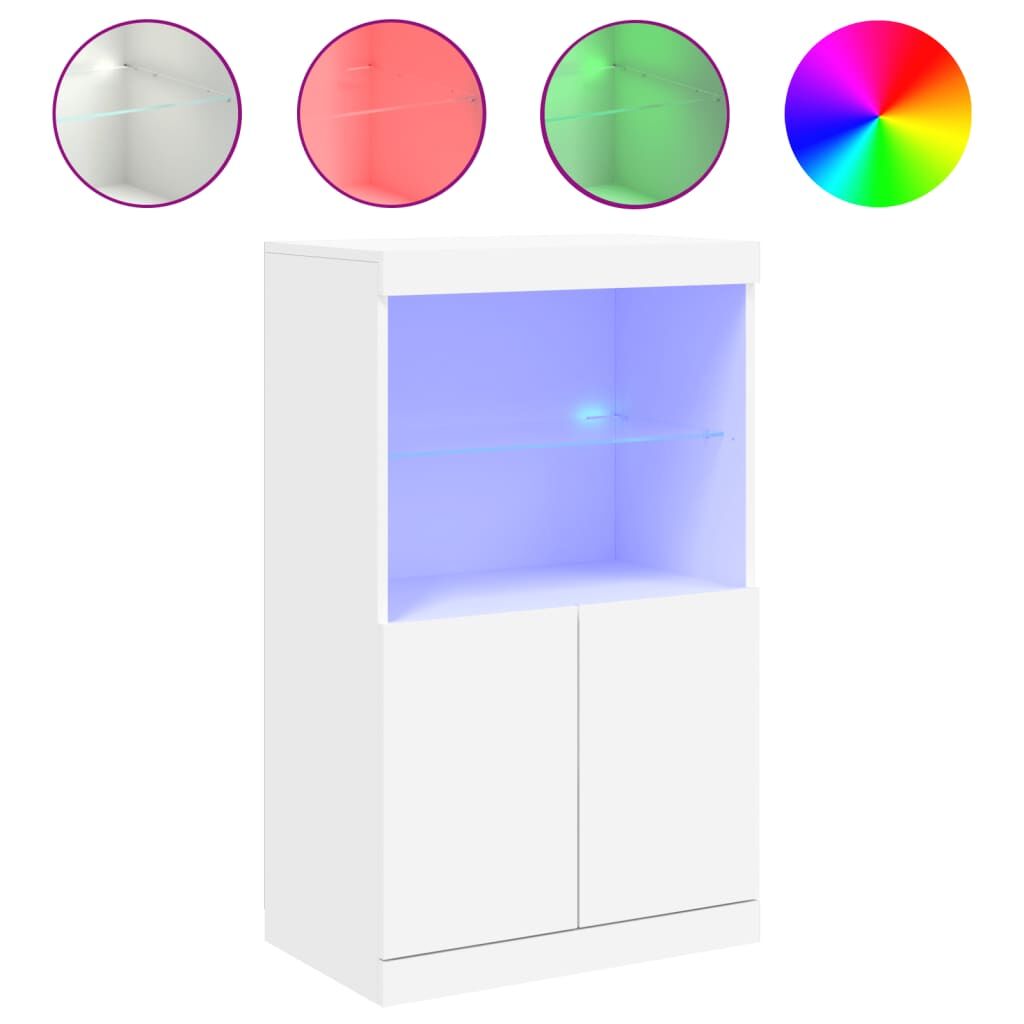 Sideboard with LED Lights White 60.5x37x100 cm Price