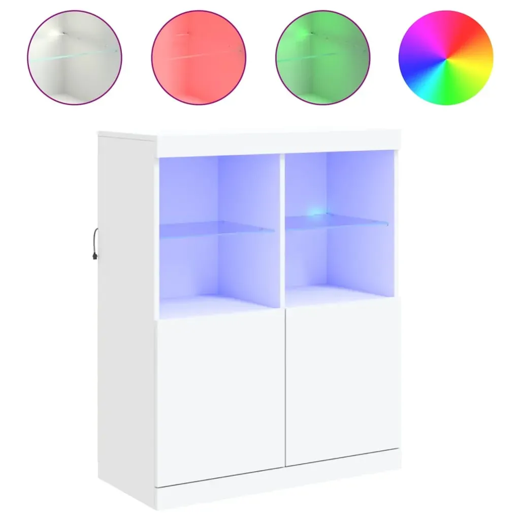 Sideboard with LED Lights White 81x37x100 cm Price
