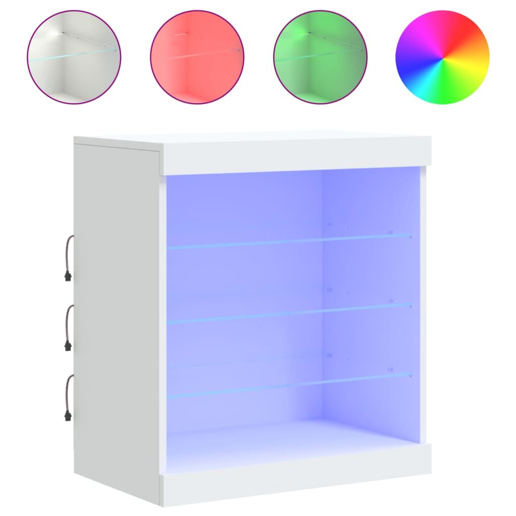 Sideboard with LED Lights White 60.5x37x67 cm Price