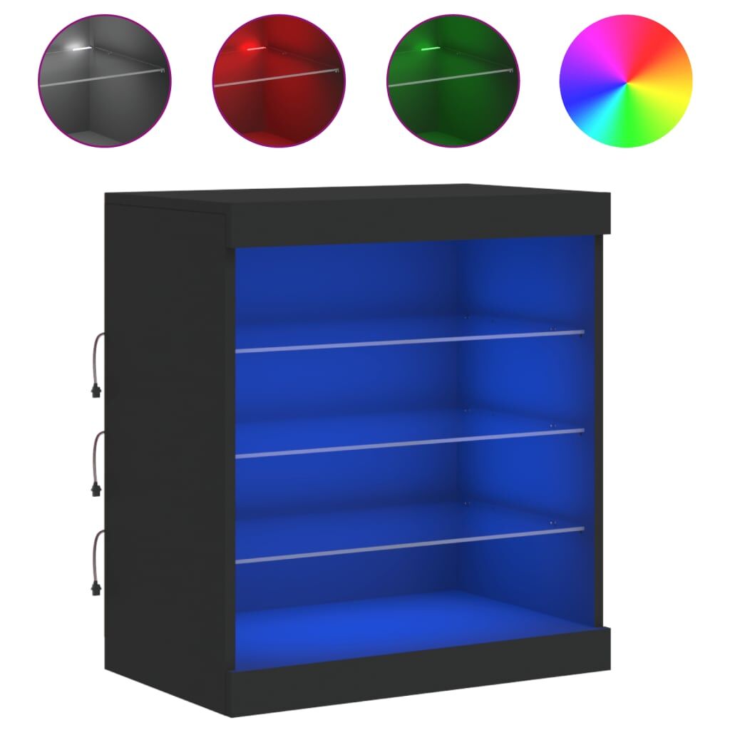 Sideboard with LED Lights Black 60.5x37x67 cm Price