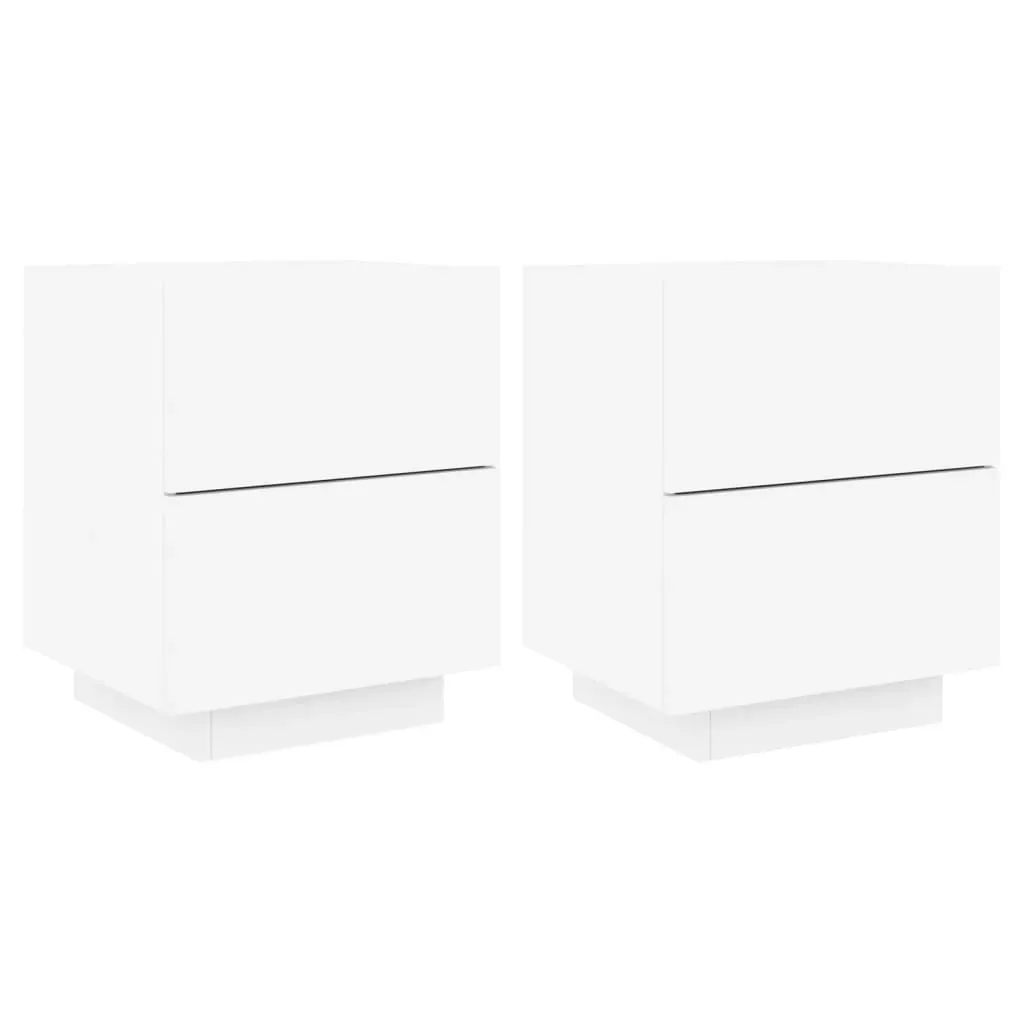 Bedside Cabinets with LED Lights 2 pcs White Engineered Wood Price