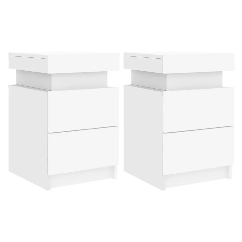 Bedside Cabinets with LED Lights 2 pcs White 35x39x55 cm Price