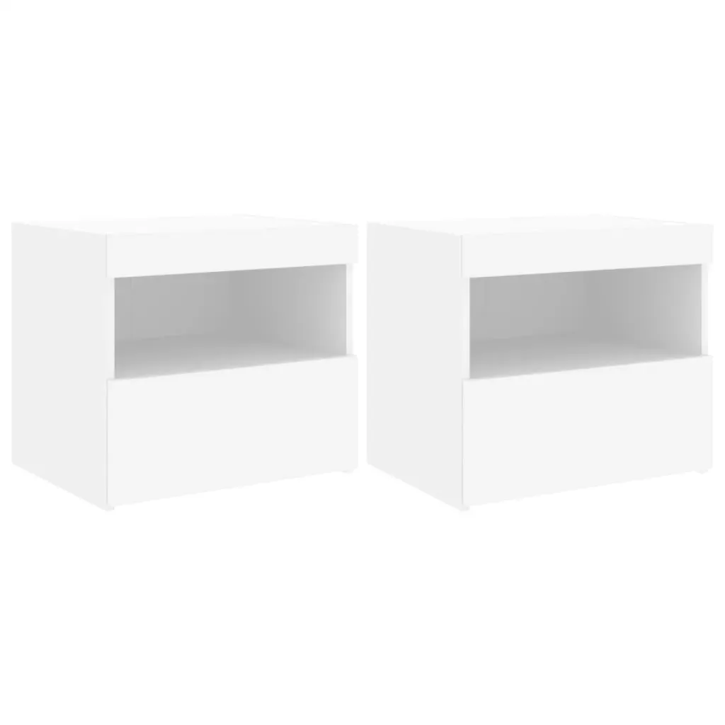 Bedside Cabinets with LED Lights 2 pcs White 50x40x45 cm Price