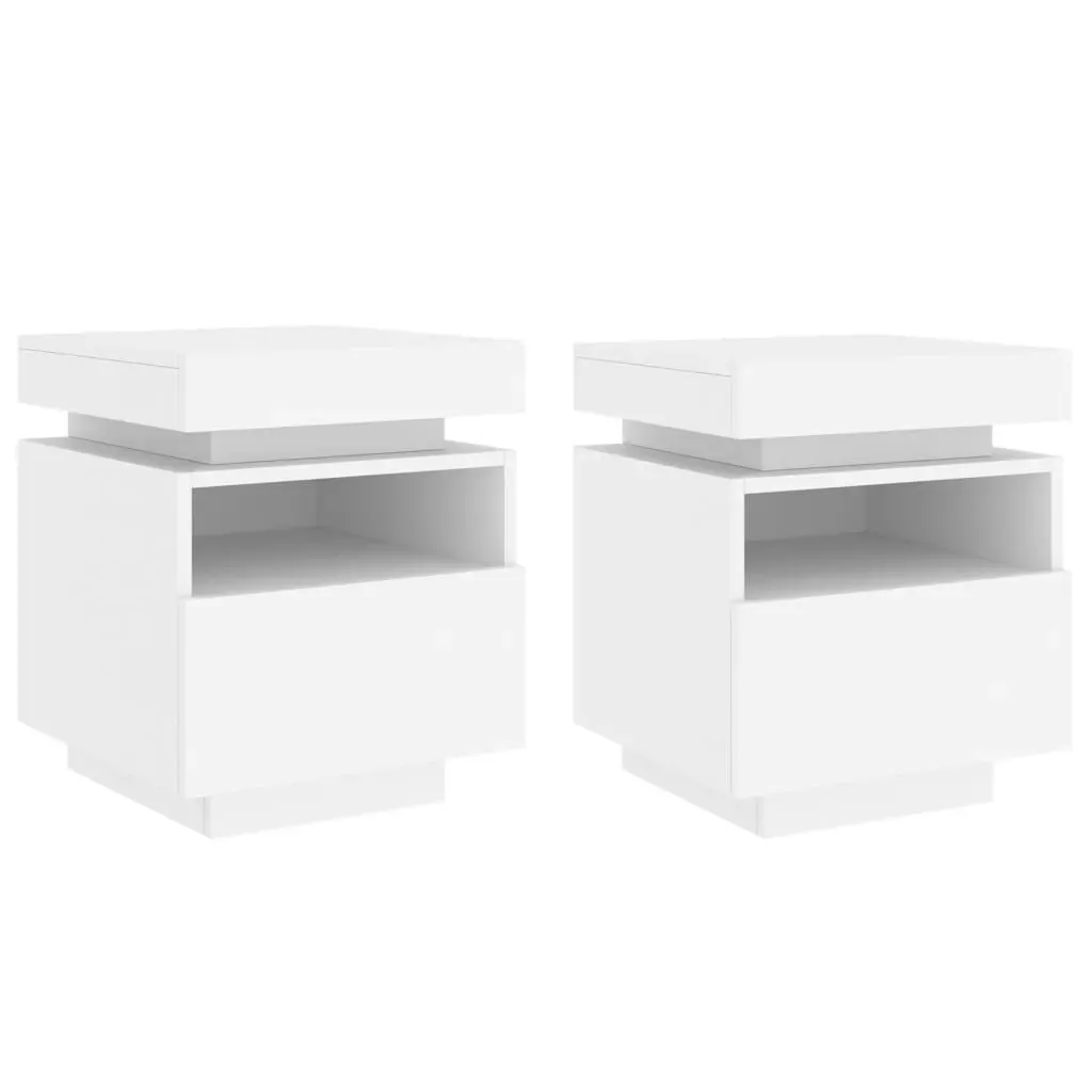 Bedside Cabinets with LED Lights 2 pcs White 40x39x48.5 cm Price
