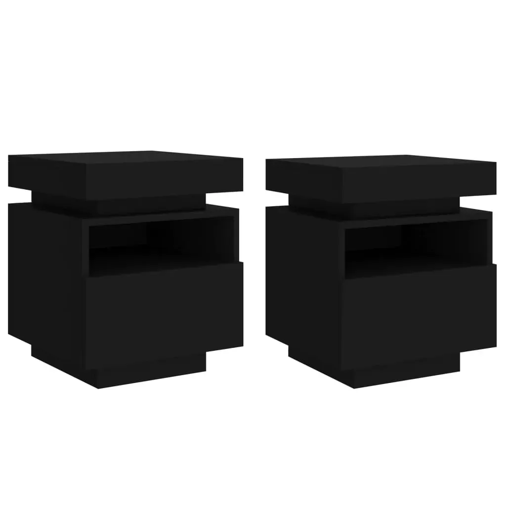 Bedside Cabinets with LED Lights 2 pcs Black 40x39x48.5 cm Price