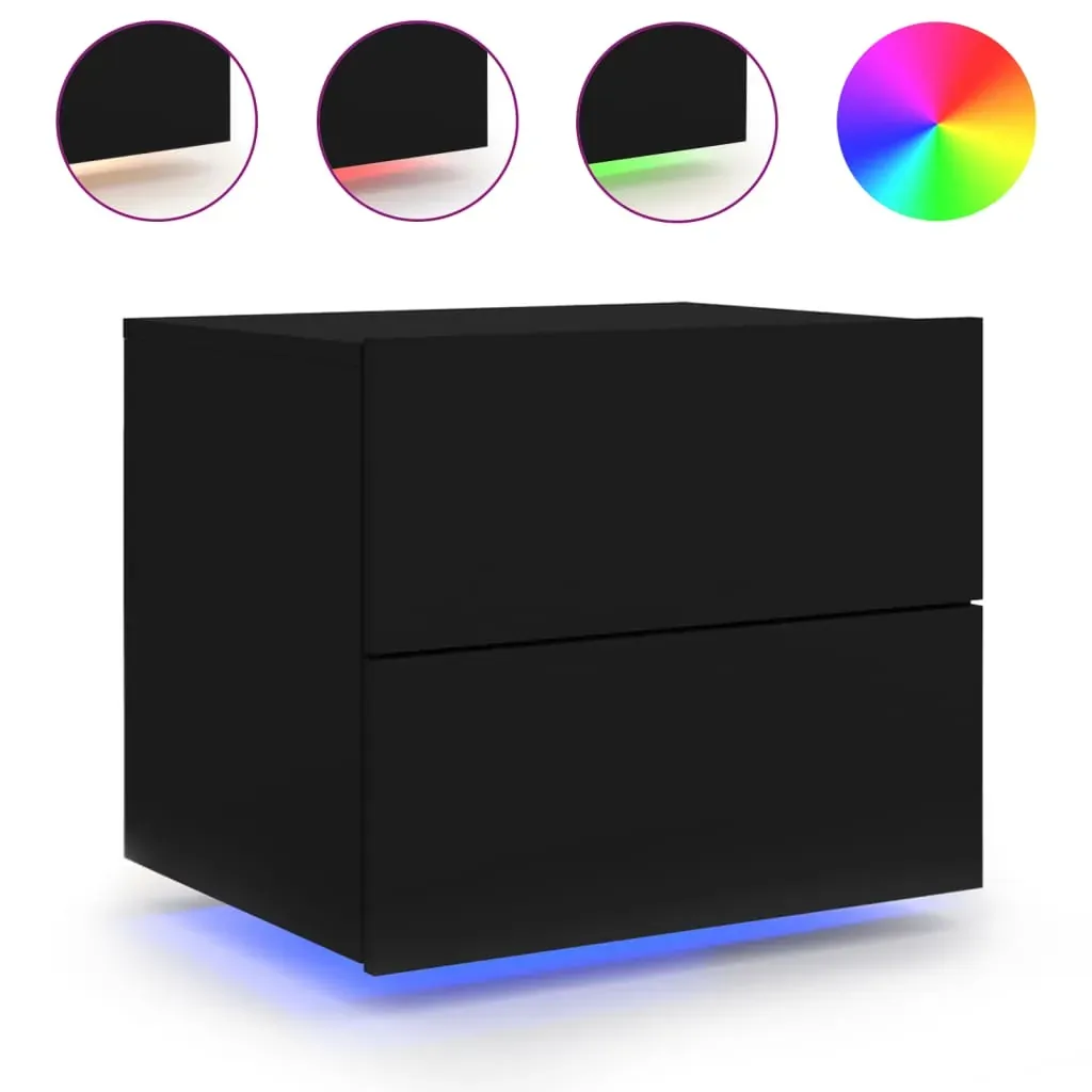 Wall-mounted Bedside Cabinet with LED Lights Black Price