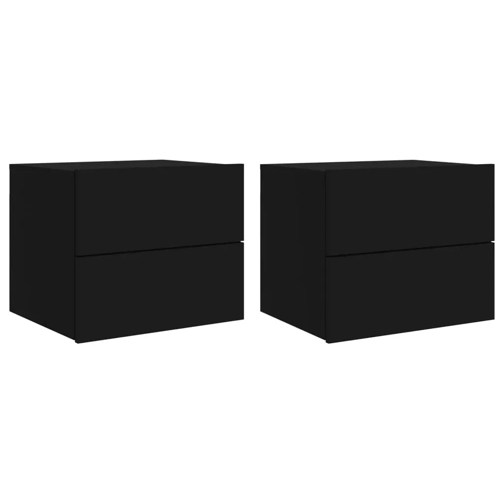 Wall-mounted Bedside Cabinets with LED Lights 2 pcs Black Price