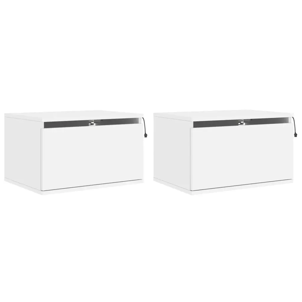 Wall-mounted Bedside Cabinets with LED Lights 2 pcs White Price