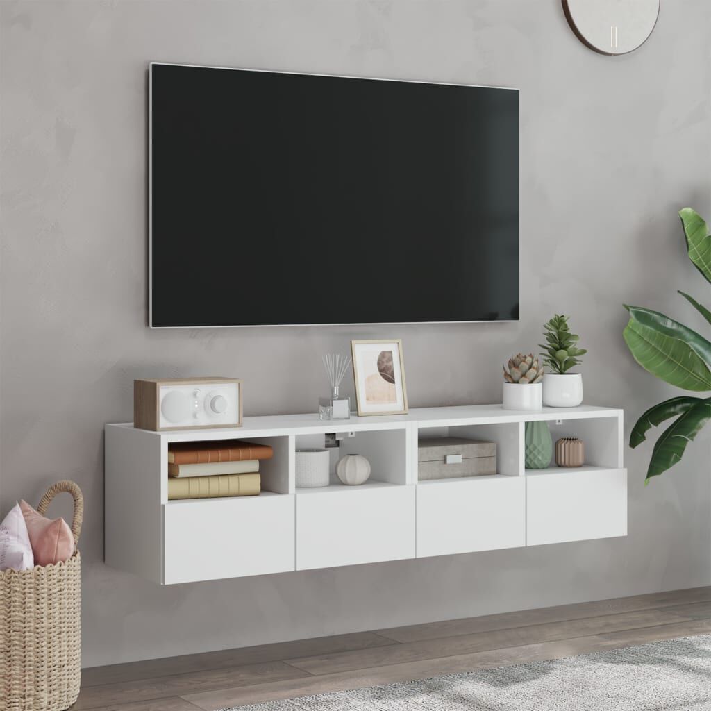 TV Wall Cabinets 2 pcs White 60x30x30 cm Engineered Wood Price