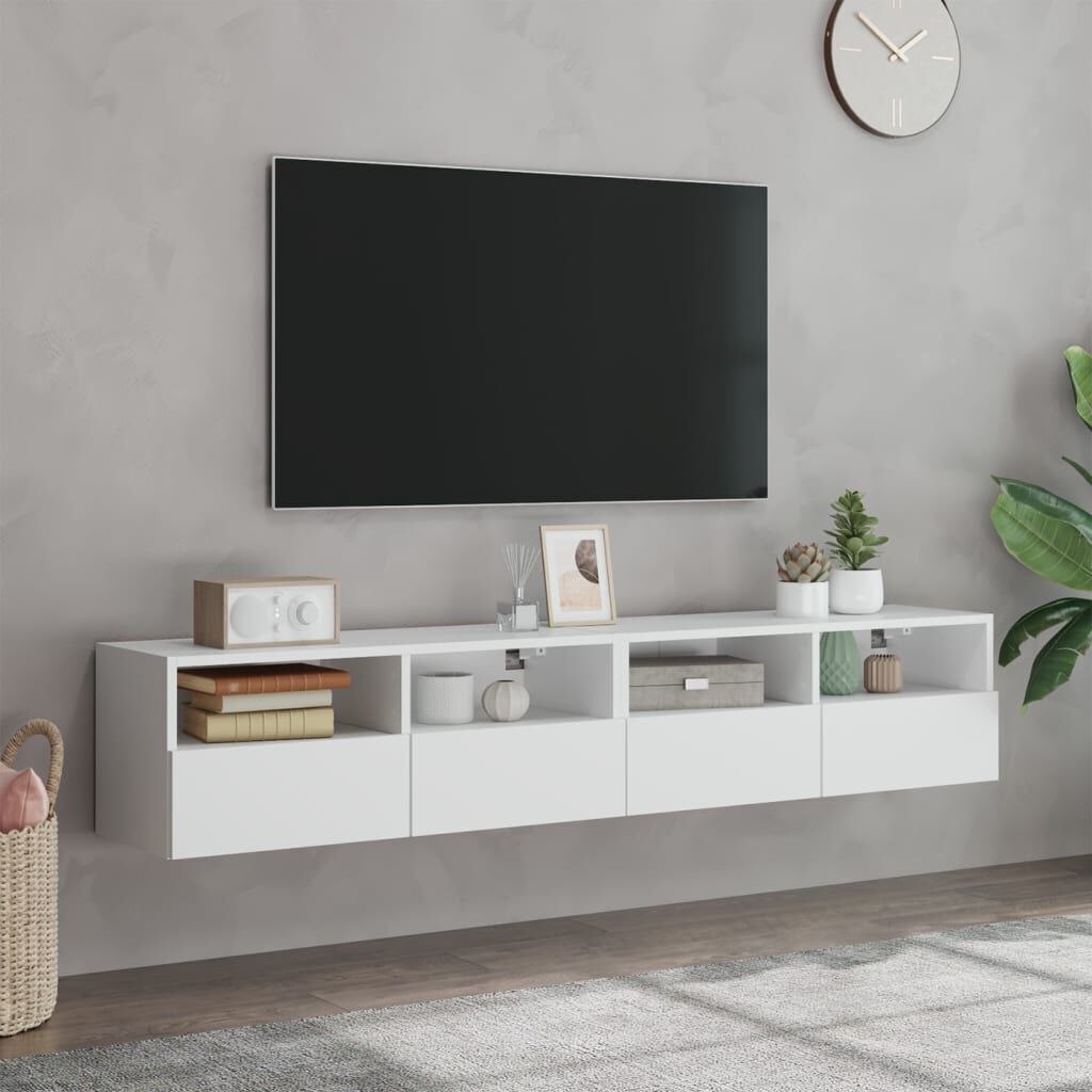 TV Wall Cabinets 2 pcs White 80x30x30 cm Engineered Wood Price
