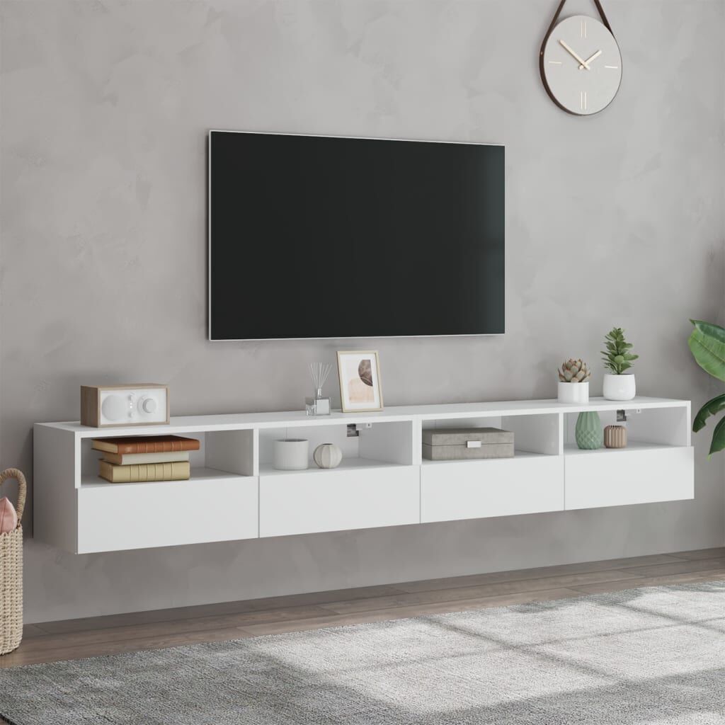 TV Wall Cabinets 2 pcs White 100x30x30 cm Engineered Wood Price