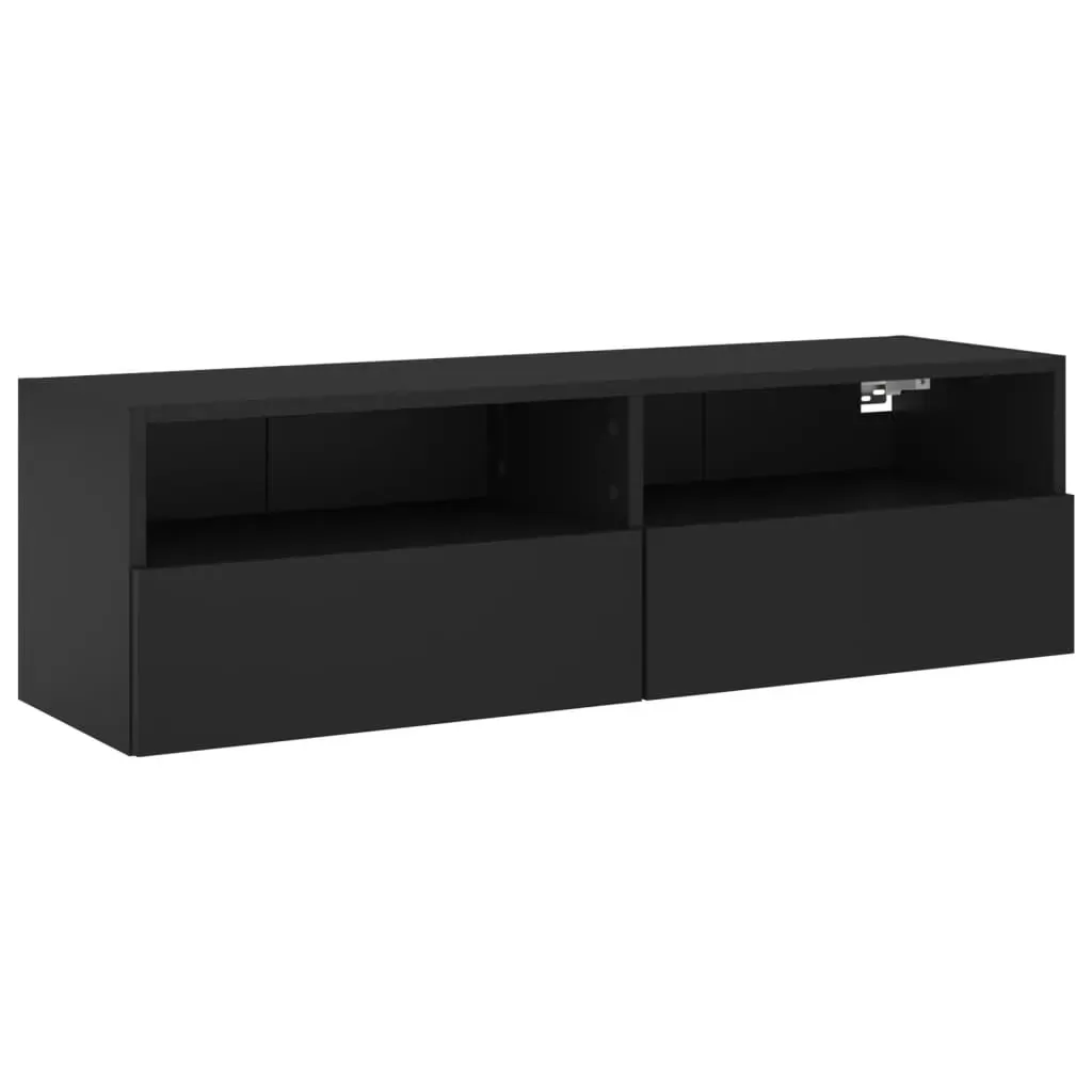 TV Wall Cabinet Black 100x30x30 cm Engineered Wood Price