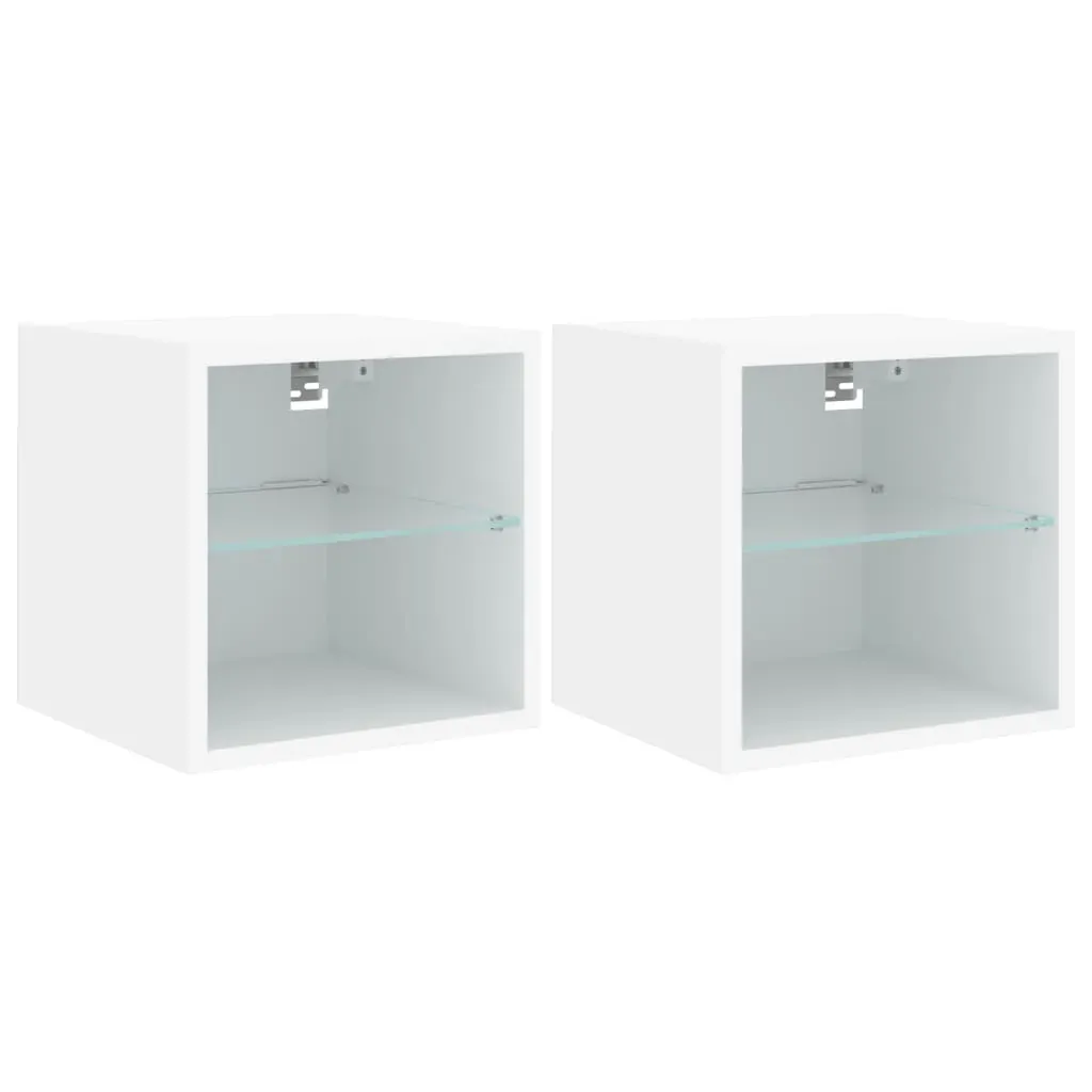 TV Wall Cabinets with LED Lights 2 pcs White 30x28.5x30 cm Price