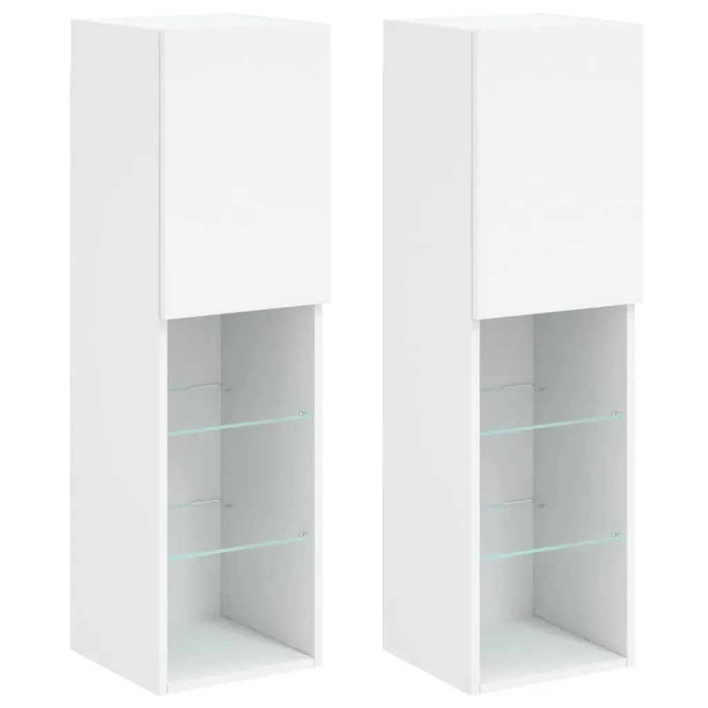 TV Cabinets with LED Lights 2 pcs White 30.5x30x102 cm Price