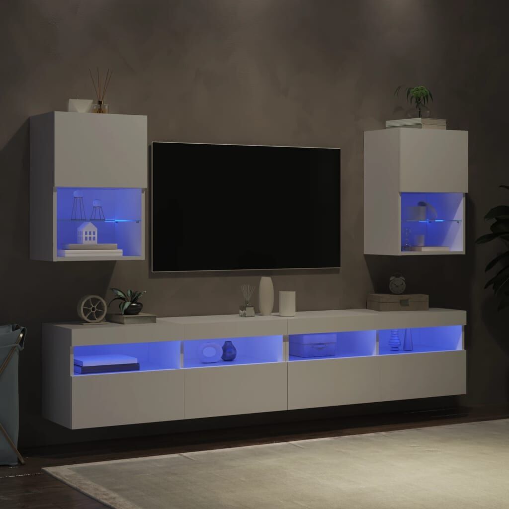 TV Cabinets with LED Lights 2 pcs White 40.5x30x60 cm Price