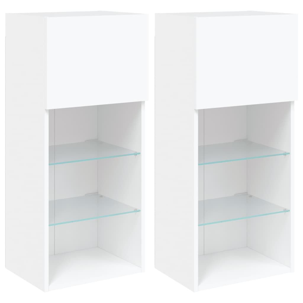 TV Cabinets with LED Lights 2 pcs White 40.5x30x90 cm Price
