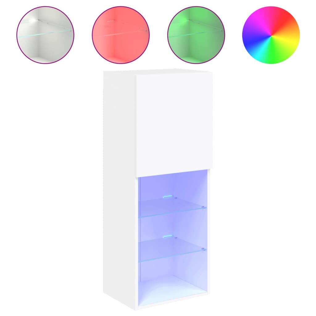 TV Cabinet with LED Lights White 40.5x30x102 cm Price