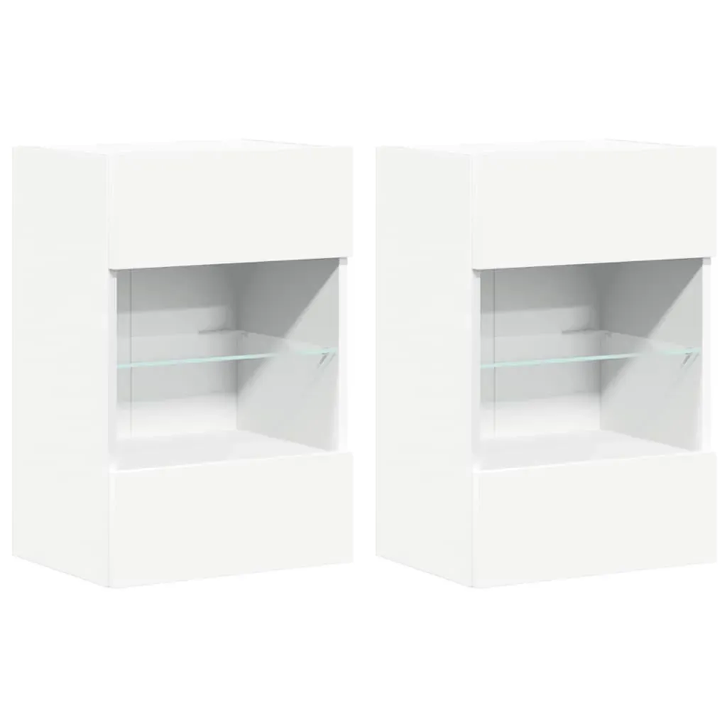 Wall Cabinets with LED Lights for TV 2 pcs White 40x30x60.5 cm Price