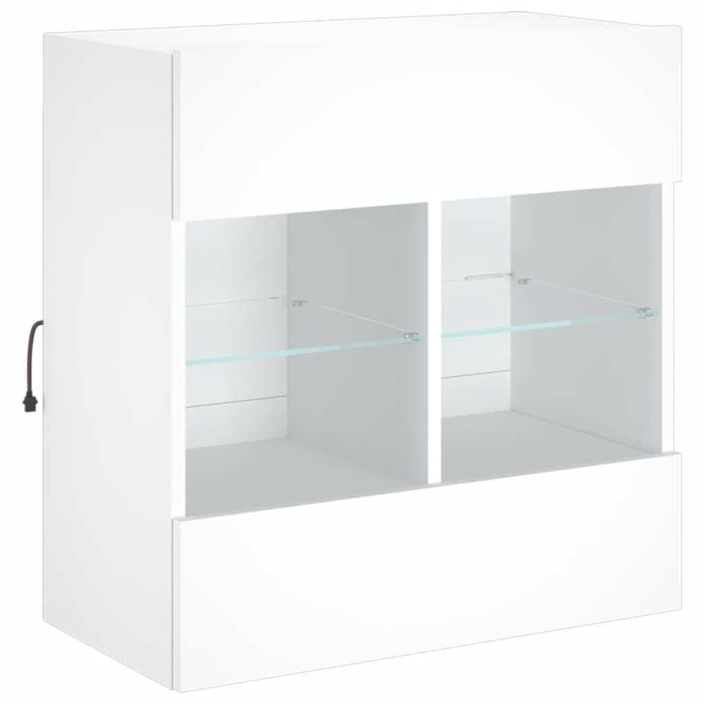 TV Wall Cabinet with LED Lights White 58.5x30x60.5 cm Price