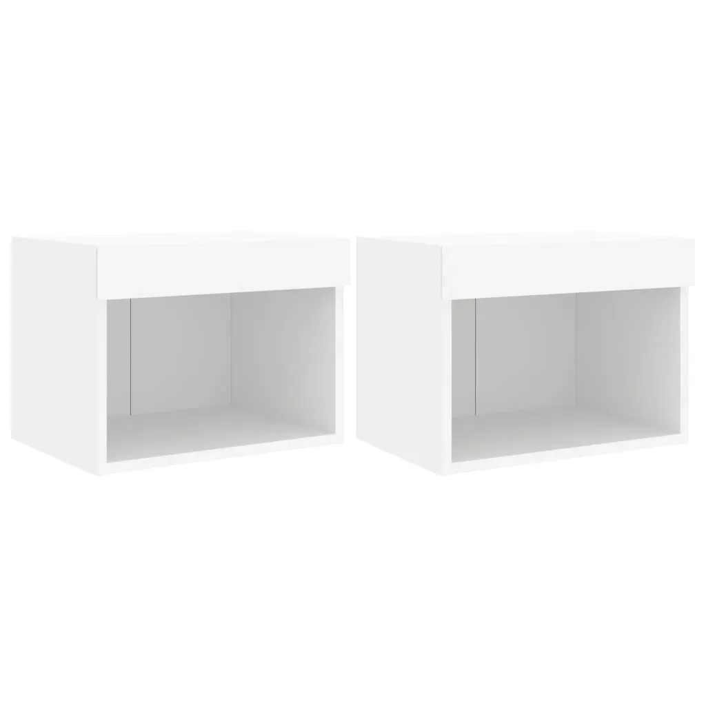 Bedside Cabinets with LED Lights Wall-mounted 2 pcs White Price